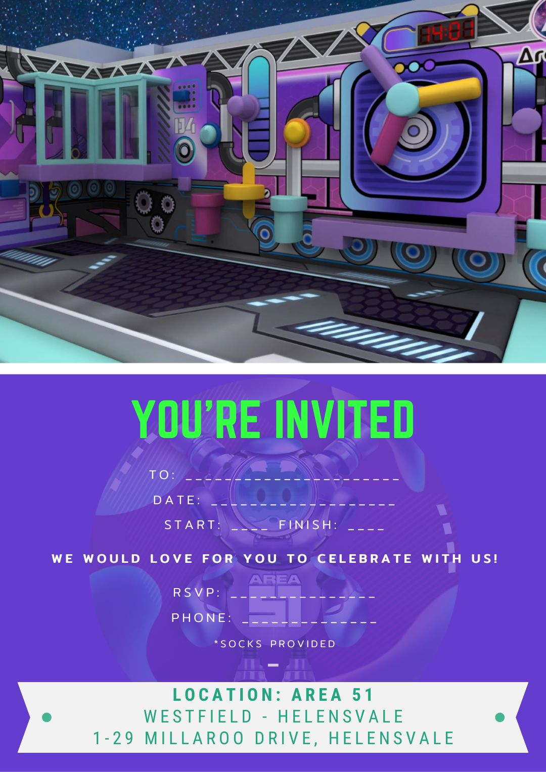 Area 51 Helensvale Party Invitation 1.0