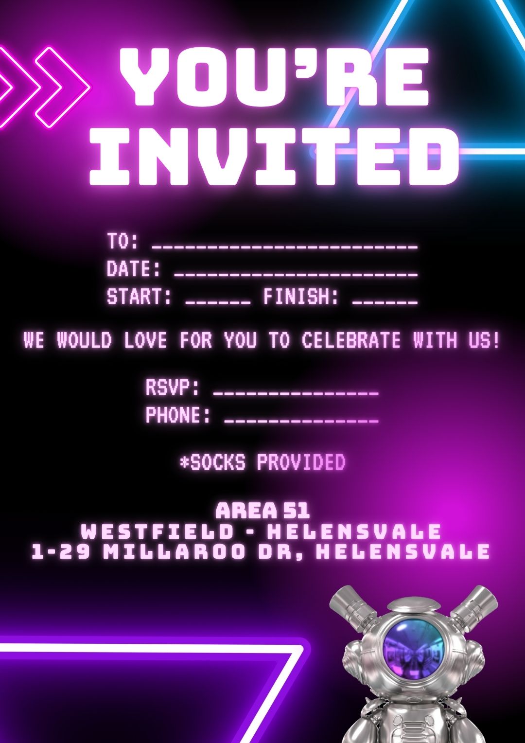Area 51 Helensvale Party Invitation 4.0